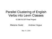 Parallel Clustering of English Verbs into Levin Classes