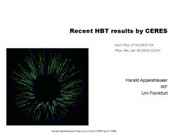 Recent HBT results by CERES