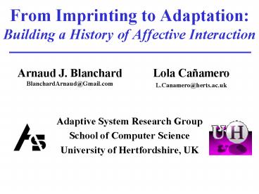 From Imprinting to Adaptation: Building a History of Affective Interaction