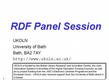 RDF Panel Session