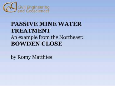PASSIVE MINE WATER TREATMENT