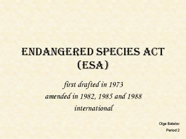 Endangered Species Act ESA