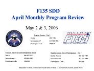 F135 SDD April Monthly Program Review
