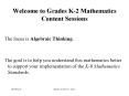 Welcome to Grades K-2 Mathematics Content Sessions PowerPoint PPT Presentation