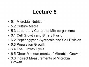 5.1 Microbial Nutrition
