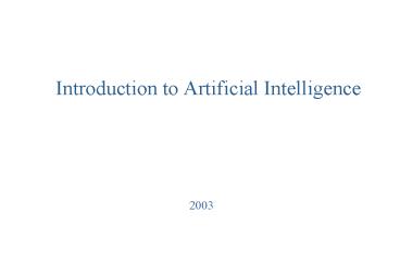 PPT – Introduction to Artificial Intelligence PowerPoint presentation ...