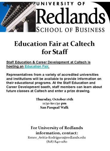 Education Fair at Caltech