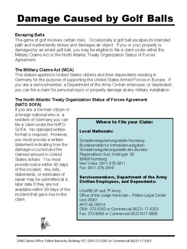 Damage Caused by Golf Balls