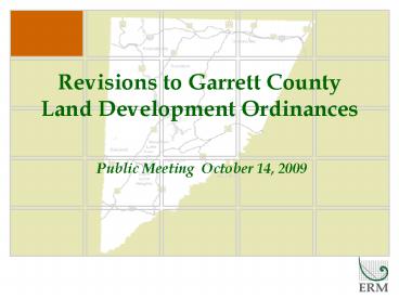 Revisions to Garrett County Land Development Ordinances