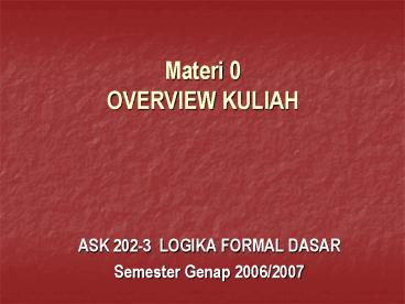Materi 0 OVERVIEW KULIAH