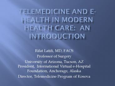 Telemedicine and ehealth in Modern Health Care: An Introduction
