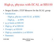 High pT physics with ECAL at SIS100