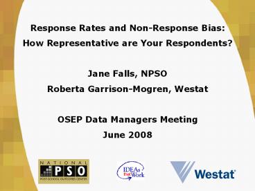 Response Rates and Non-Response Bias: