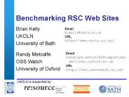 Benchmarking RSC Web Sites
