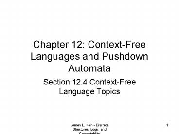 Chapter 12: Context-Free Languages and Pushdown Automata