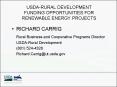 USDARURAL DEVELOPMENT FUNDING OPPORTUNITIES FOR RENEWABLE ENERGY PROJECTS PowerPoint PPT Presentation