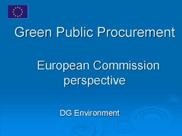 Green Public Procurement European Commission perspective