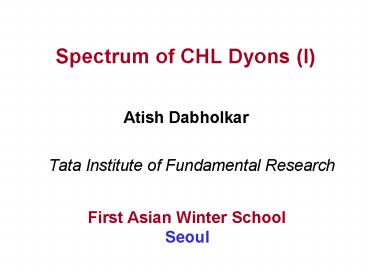Spectrum of CHL Dyons I