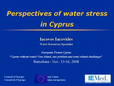 Perspectives of water stress in Cyprus