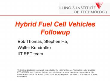 Hybrid Fuel Cell Vehicles Followup