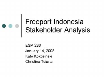 Freeport Indonesia Stakeholder Analysis