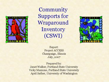 Community Supports for Wraparound Inventory CSWI