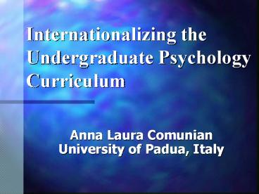 Internationalizing the Undergraduate Psychology Curriculum