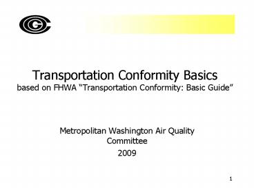 Transportation Conformity Basics based on FHWA 