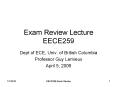 Exam Review Lecture EECE259 PowerPoint PPT Presentation