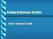 Coding Hydrologic Models