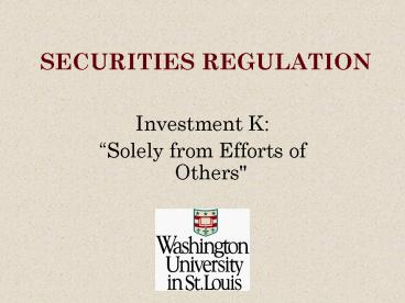 SECURITIES REGULATION