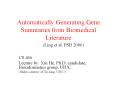 Automatically Generating Gene Summaries from Biomedical Literature PowerPoint PPT Presentation