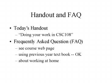 Handout and FAQ