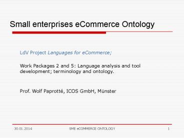 Small enterprises eCommerce Ontology