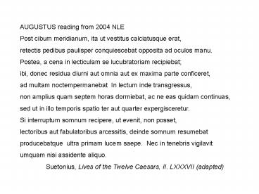 AUGUSTUS reading from 2004 NLE