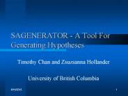 SAGENERATOR - A Tool For Generating Hypotheses