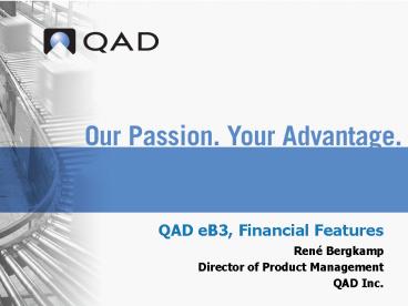 QAD eB3, Financial Features