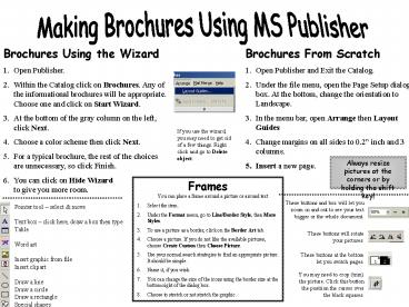 Making Brochures Using MS Publisher