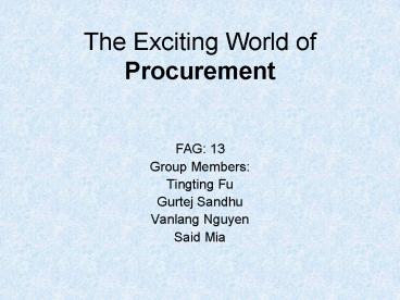 The Exciting World of Procurement