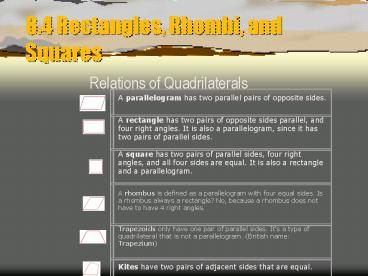 8'4 Rectangles, Rhombi, and Squares