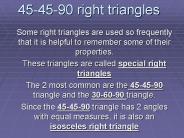 45-45-90 right triangles