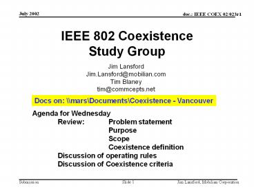 IEEE 802 Coexistence Study Group