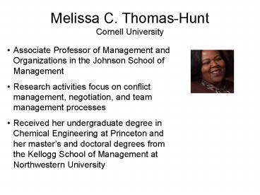 Melissa C' ThomasHunt Cornell University