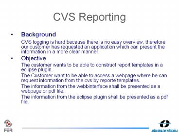 CVS Reporting
