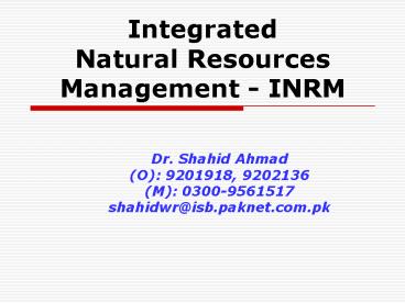 Integrated Natural Resources Management INRM