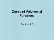 Zeros of Polynomial Functions