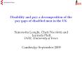 Disability and pay: a decomposition of the pay gaps of disabled men in the UK PowerPoint PPT Presentation