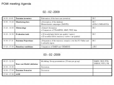 POMI meeting: Agenda