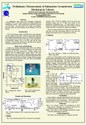 Preliminary Measurement of Submarine Groundwater Discharge in Taiwan