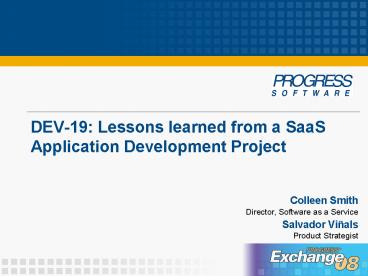 DEV19: Lessons learned from a SaaS Application Development Project